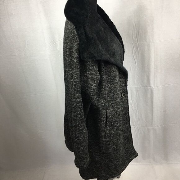 Steve Madden charcoal gray 1X faux fur lined coat - Picture 2 of 8